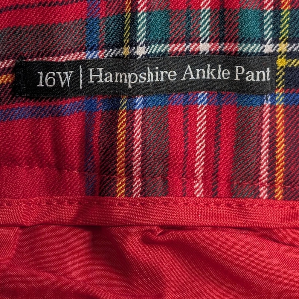 Talbots Hampshire Ankle Pant Women 16W Red Plaid NEW Wool Blend Holiday Trousers - Picture 7 of 10